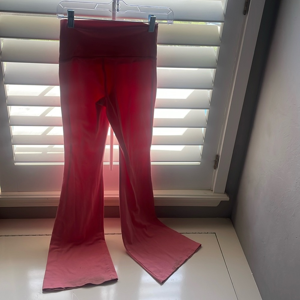 pink flare pants not see through worn once thick waistband